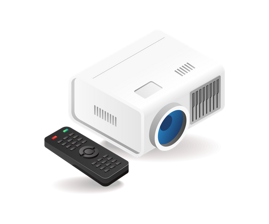 Projector and remote for presentation  일러스트레이션
