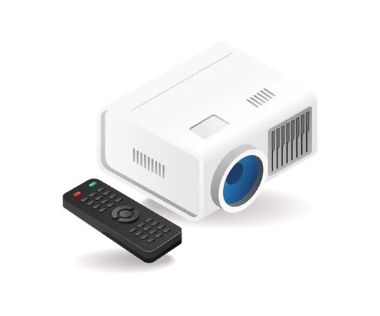 Projector and remote for presentation  Illustration