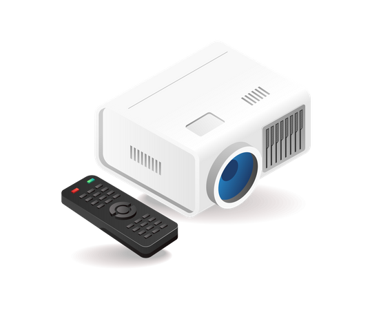 Projector and remote for presentation  Illustration