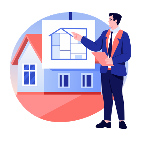 Planta da casa discutida com o cliente  Ilustração