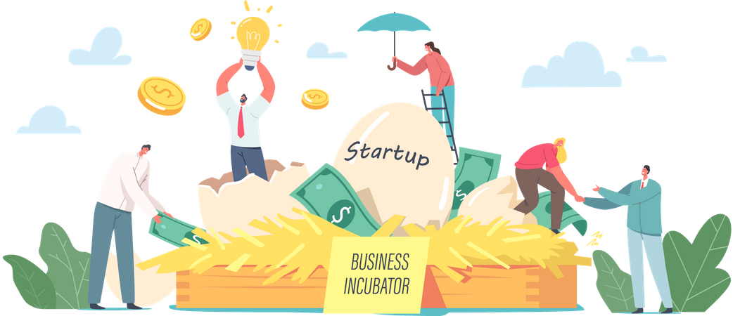 Projeto de startup em crescimento de empresários  Ilustração