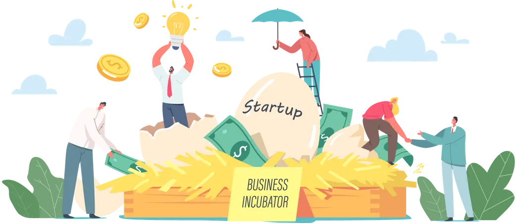 Projeto de startup em crescimento de empresários  Ilustração
