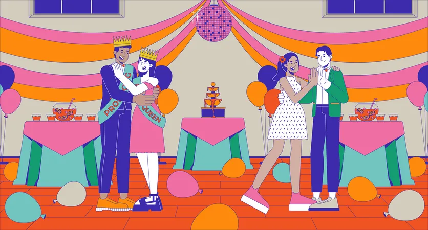 Prom high school dance party  Illustration