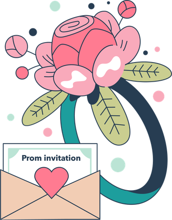 Prom invitation and boutonniere  イラスト