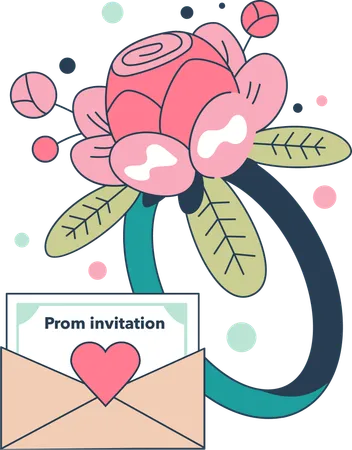 Prom invitation and boutonniere  イラスト