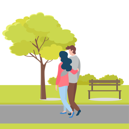 Promenade en couple  Illustration