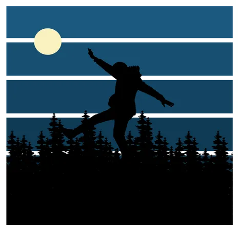 Promenade nocturne en forêt  Illustration