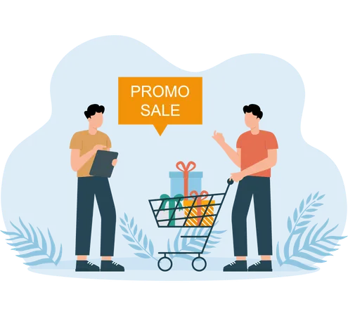 Promo Sale enjoyed by team members  Illustration