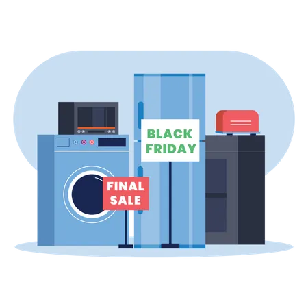 Promoção da Black Friday em eletrônicos  Ilustração