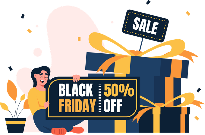 Promoção de compras na Black Friday  Ilustração