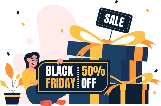 Promoção de compras na Black Friday  Ilustração