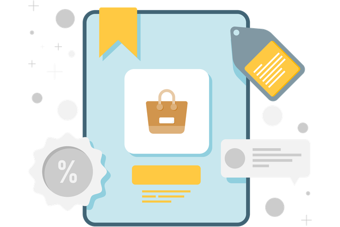 Promoção de desconto em compras online  Ilustração