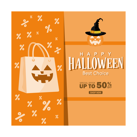 Promoção de vendas durante a festa de Halloween  Ilustração