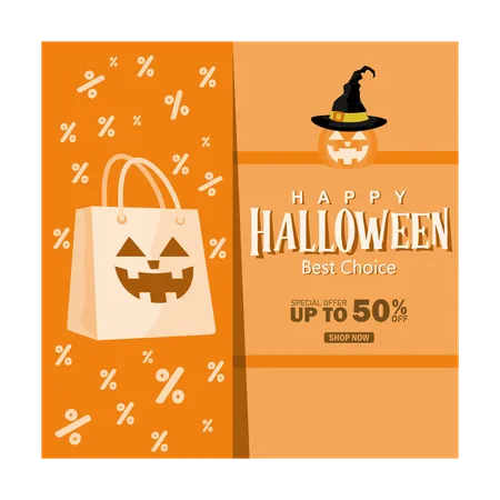 Promoção de vendas durante a festa de Halloween  Ilustração