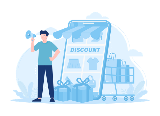 Promoção e brindes no grande dia no varejo Ilustração