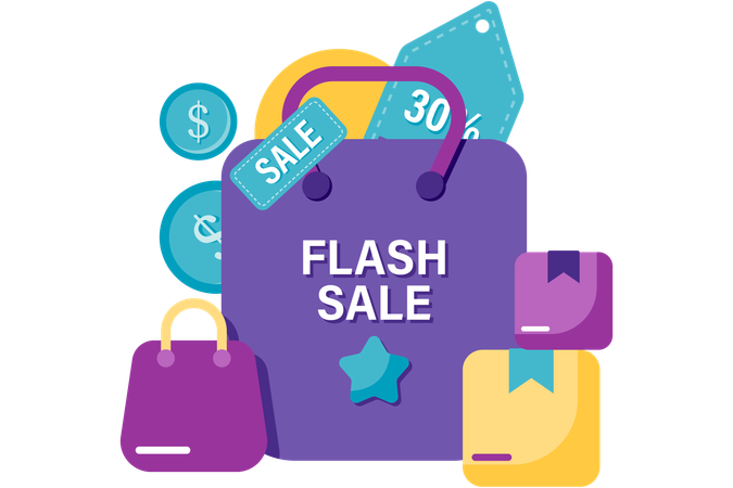 Promoción de venta flash  Ilustración