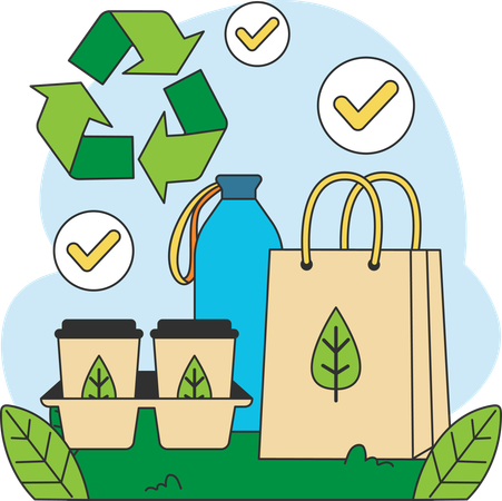 Promote biodegradable bags to save our environment  Illustration