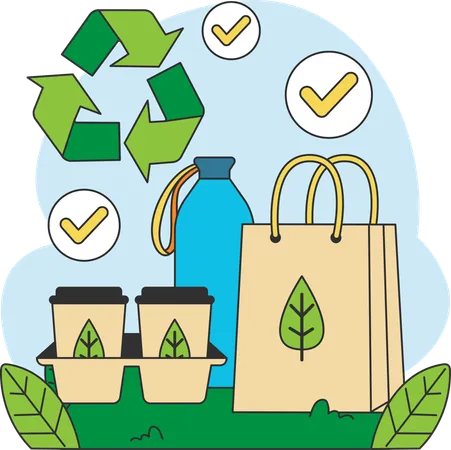 Promote biodegradable bags to save our environment  Illustration
