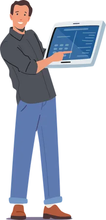 Promoter Pointing with Finger on Digital Device Screen  Illustration