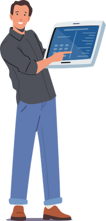 Promoter Pointing with Finger on Digital Device Screen  Illustration