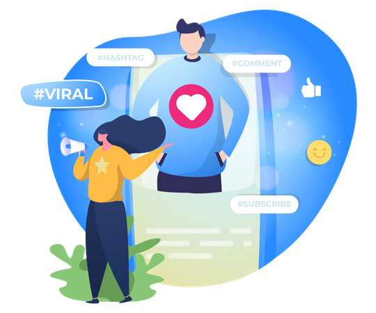 Promoting profile on social media Illustration