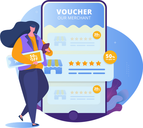 Promotion Merchant for Digital Payment App Illustration