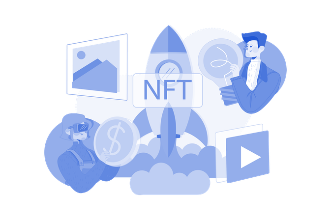 Promotion des enchères d'art nft  Illustration