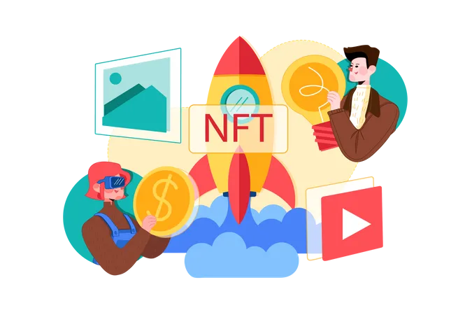 Promotion des enchères d'art nft  Illustration