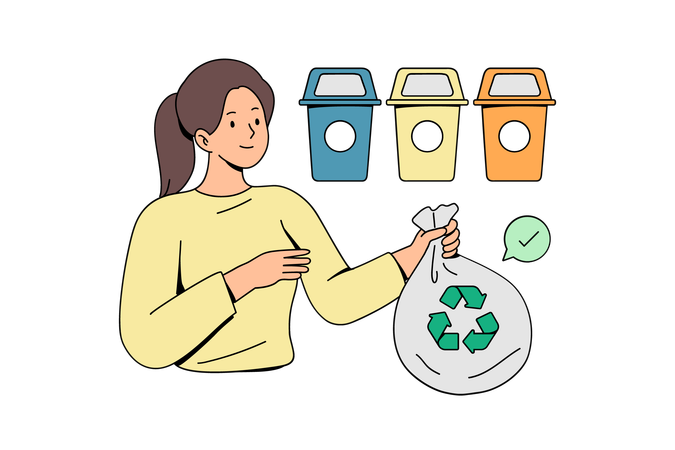 Proper garbage recycling system  Illustration
