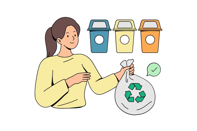 Proper garbage recycling system  Illustration