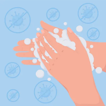 Proper sanitization of hand by wash it thoroughly Illustration