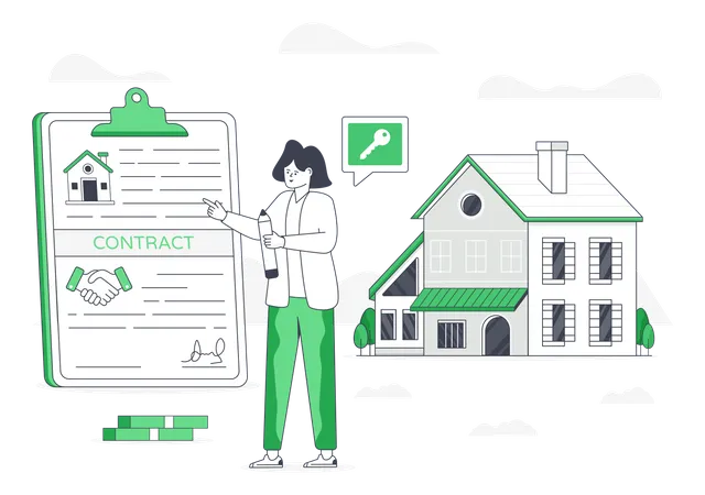 A Character Illustration Of Property Contract Illustration