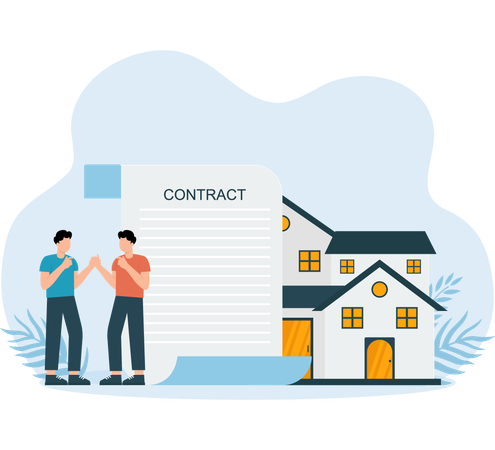 Property Contract dealers finalizes new house  Illustration