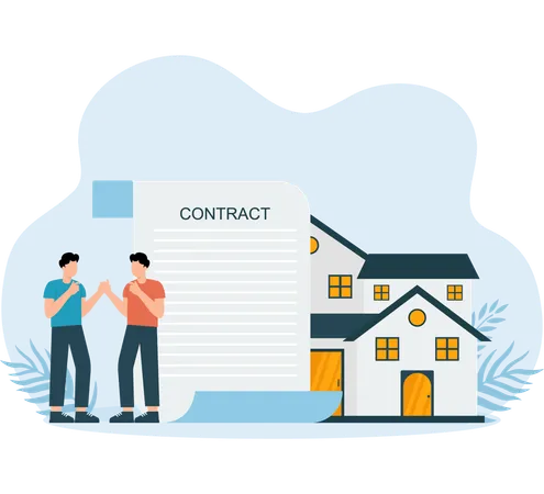 Property Contract dealers finalizes new house  Illustration