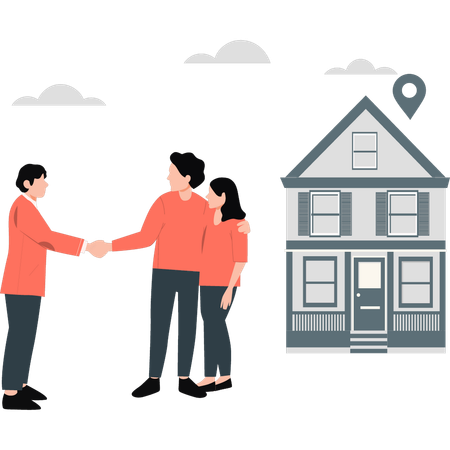 Property dealer finalized house deal with owners  Illustration