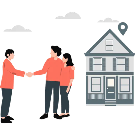 Property dealer finalized house deal with owners  Illustration