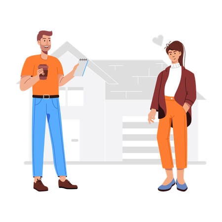 Property Dealer with customer  Illustration