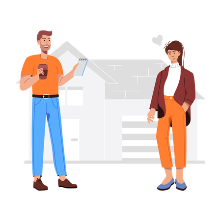 Property Dealer with customer  Illustration