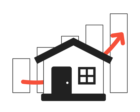 Property housing market rising graph  Illustration