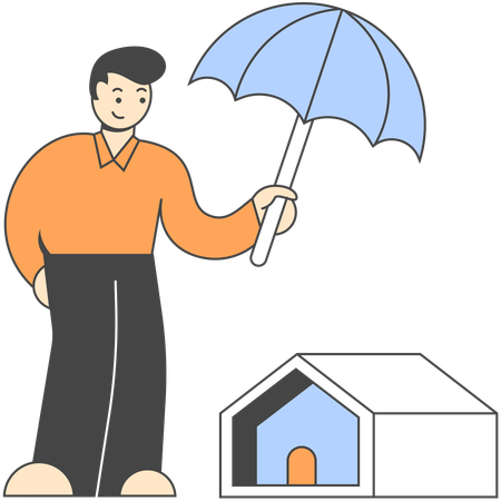 Property Insurance secures home  Illustration
