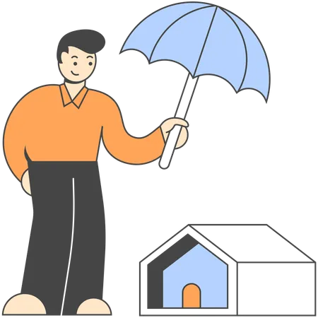Property Insurance secures home  Illustration