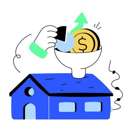 Trendy Mini Illustration Of Property Investment Doodle Style Illustration