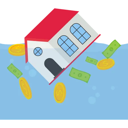 Property Prices Plummeting And Indebtedness Vector Illustration In Flat Style Illustration