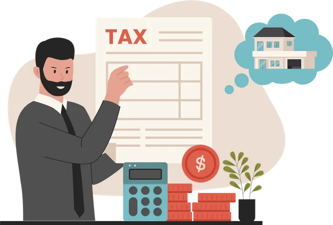 Property Tax Concept Illustration Illustration For Websites Landing Pages Mobile Apps Posters And Banners Trendy Flat Vector Illustration Illustration