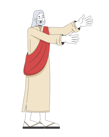 Prophète biblique en robe traditionnelle s'avançant  Illustration