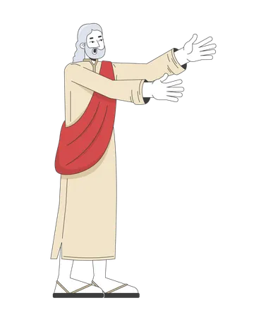 Prophète biblique en robe traditionnelle s'avançant  Illustration