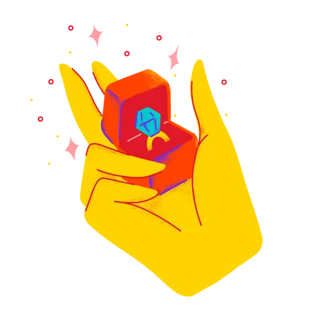 Proposal ring on Valentines day Illustration