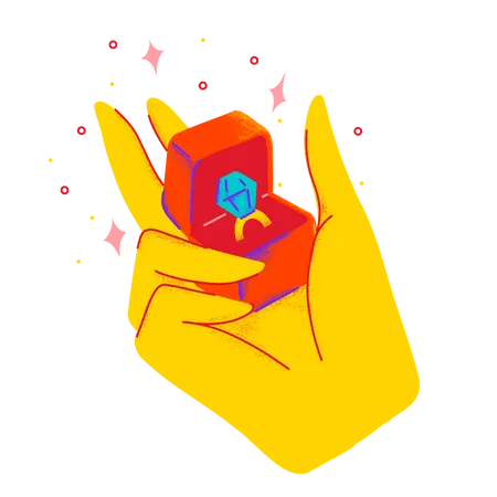 Proposal ring on Valentines day  Illustration