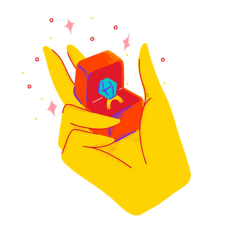 Proposal ring on Valentines day  Illustration