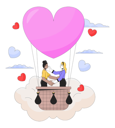 Proposing in hot air ballooning  Illustration